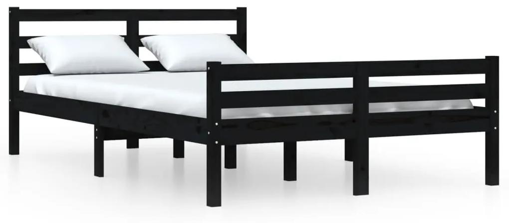 814793 vidaXL Cadru de pat mic dublu, negru, 120x190 cm, lemn masiv