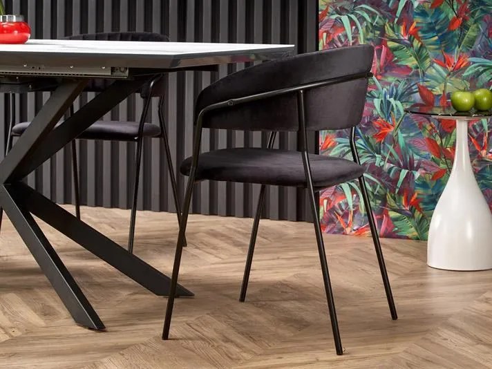 Masă de sufragerie extensibilă 160-200 cm Delma (marmură alb + negru + gri) (pentru 6 8 persoane). 1048919