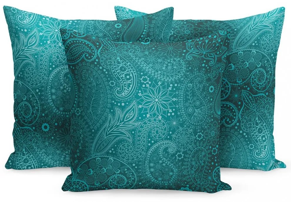 Fata de perna turcoaz 50x60 cu multe ornamente 45x45 cm