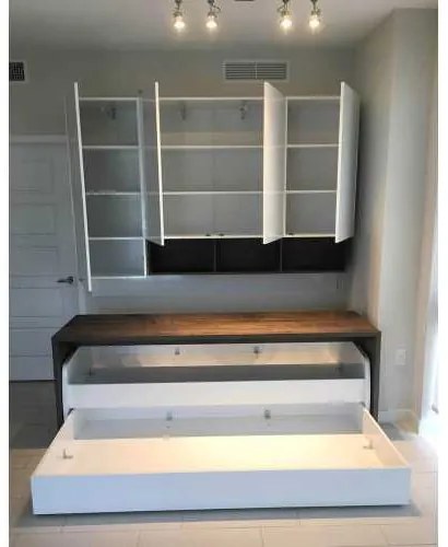 Set pat cu lada de depozitare, birou, raftururi si canapea - COMPACT TWIN SET(90X200)