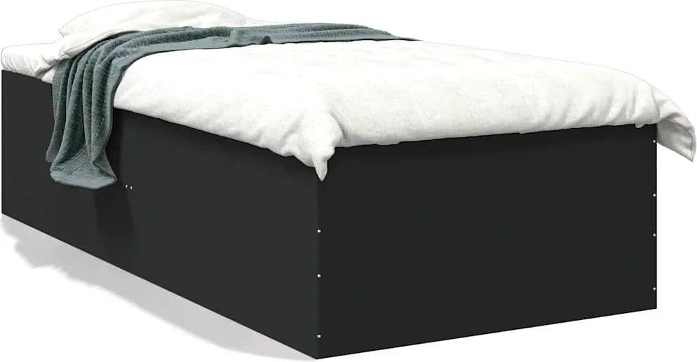 vidaXL Cadru de pat, negru, 90x200 cm, lemn prelucrat