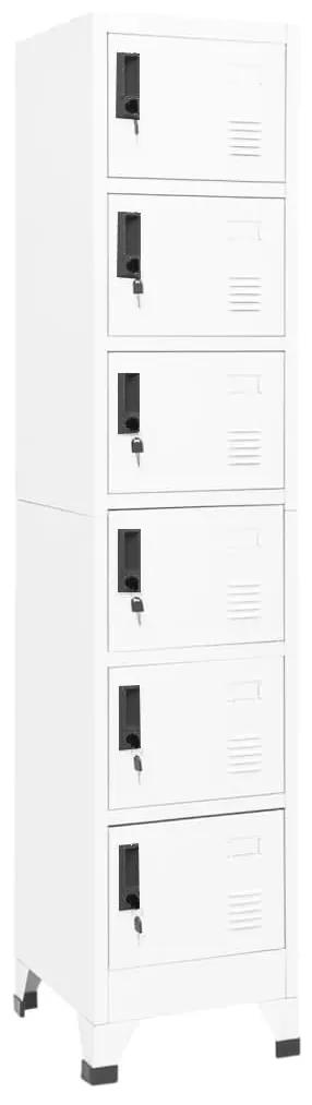 Fiset, alb, 38x40x180 cm, otel Alb, cu 6 dulapuri, 1