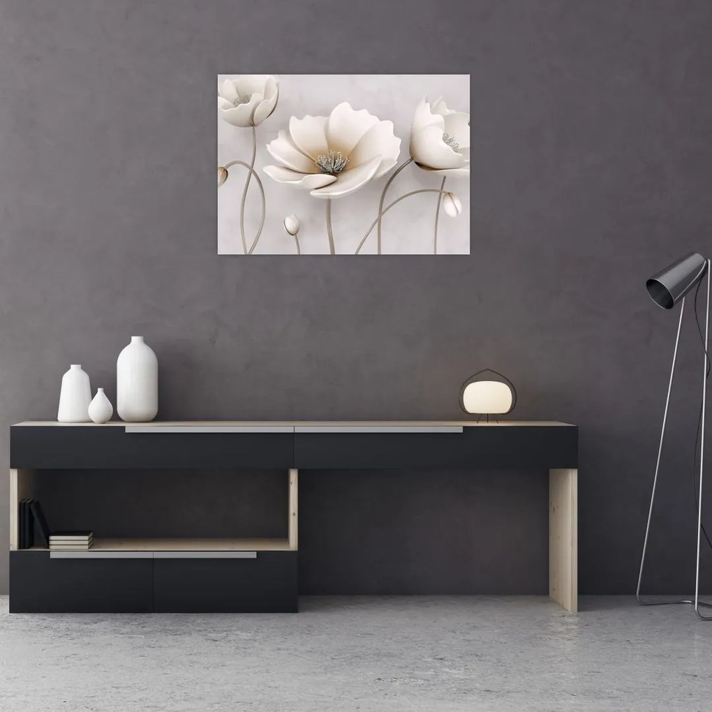 Tablou cu florile albe (70x50 cm)