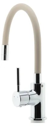 Baterie de chiuvetă cu pipă flexibilă FERRO crom lucios/bej