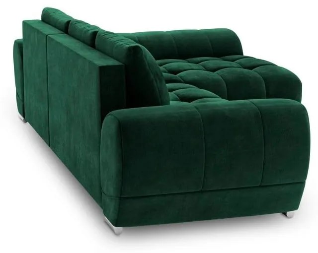 Colțar extensibil cu tapițerie de catifea și șezlong pe partea dreaptă Windsor &amp; Co Sofas Nuage, verde smarald