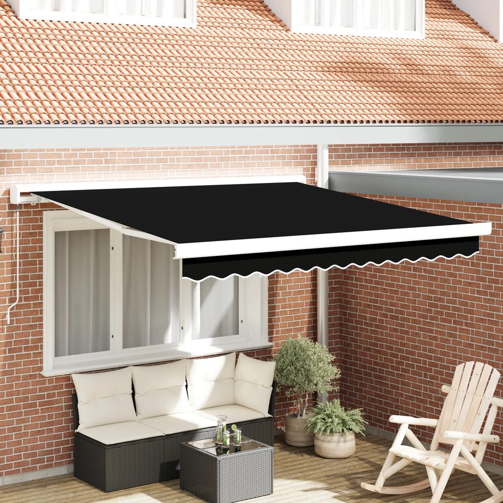 vidaXL Cortina Retractabilă Negru 300 x 250 cm Material textil, Metal