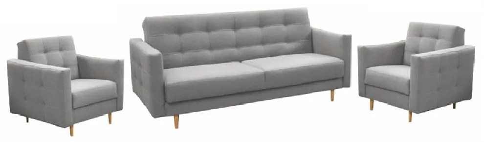 Ansamblu tapitat, material gri, AMEDIA