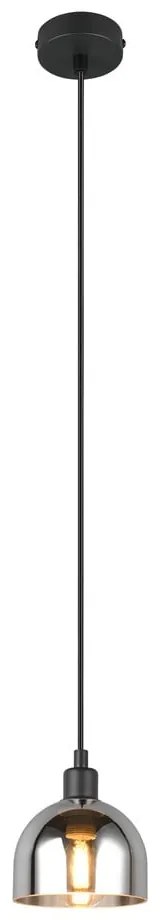 Lustră neagră/argintie cu abajur din sticlă ø 12 cm Molly – Trio