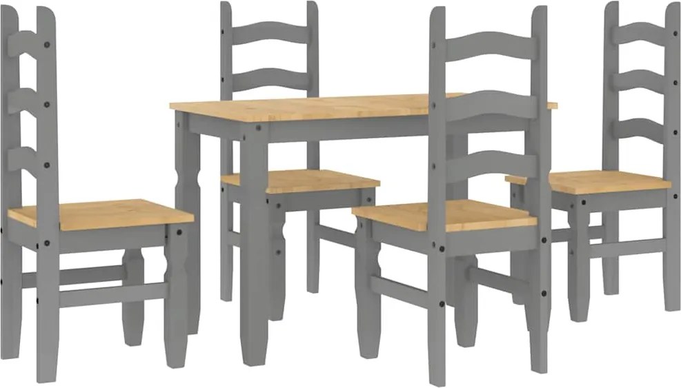 vidaXL Set de sufragerie din 5 piese Panama din lemn masiv de pin gri