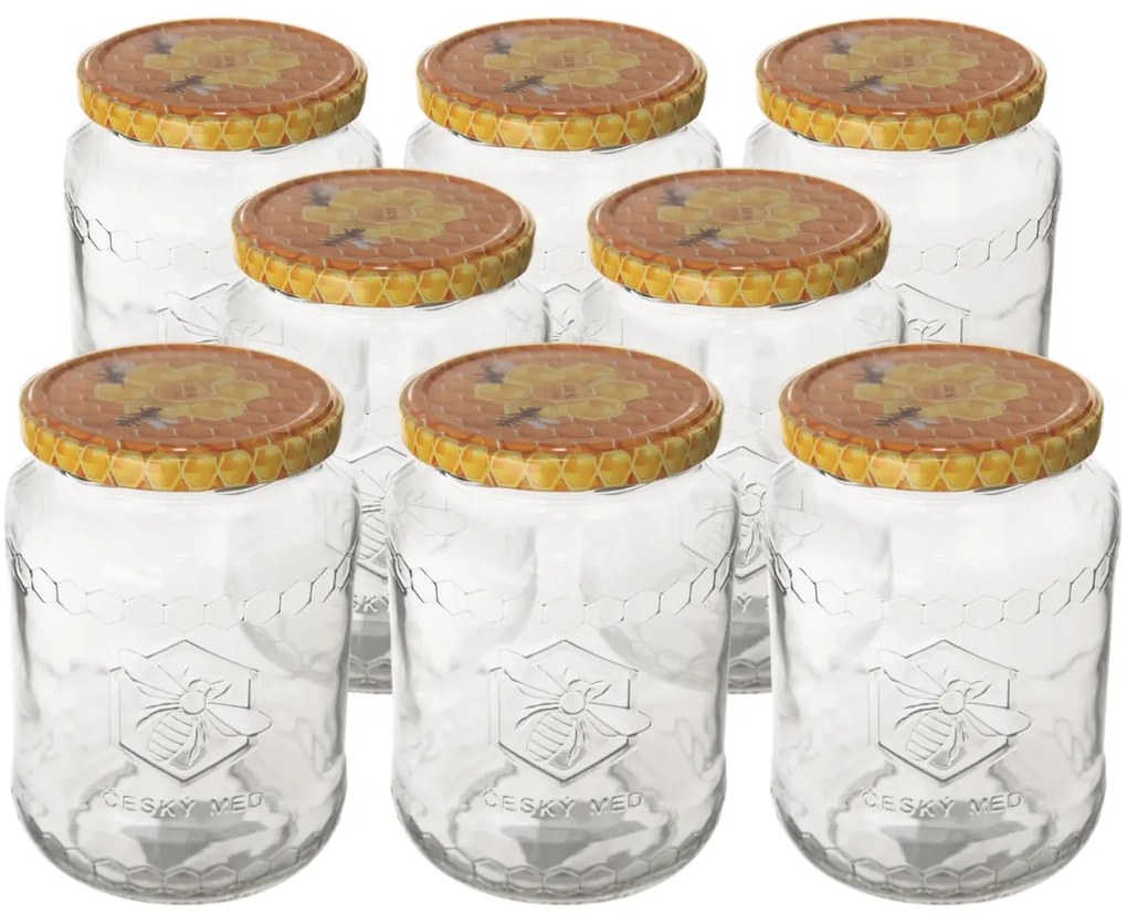 Set de borcane cu capace Orion Mix miere 0,77l, 8 buc