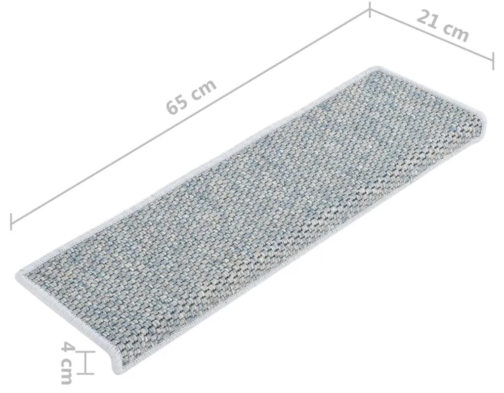 Covorase scari autoadezive, 15 buc. albastru 65x25 cm, sisal 15, Albastru, 65 x 25 cm