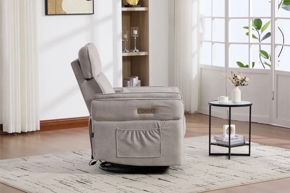 Fotoliu recliner electric dumonde cu funcție de balansare ,rotire și incarcare USB C Tavero