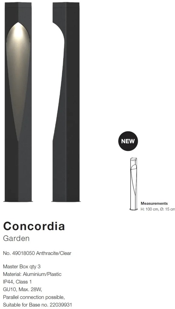 Stalp iluminat exterior design modern Concordia 49018050 NL