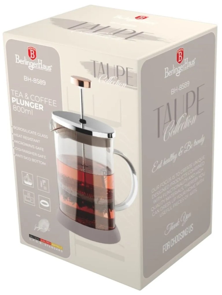 Presa cafea, infuzor ceai 800 ml Taupe Berlinger Haus BH 8589