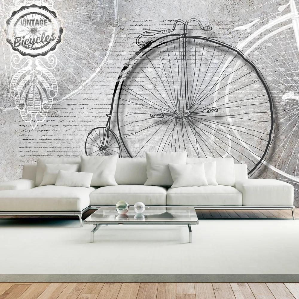 Fototapet Bimago - Vintage bicycles - black and white + Adeziv gratuit 400x280 cm