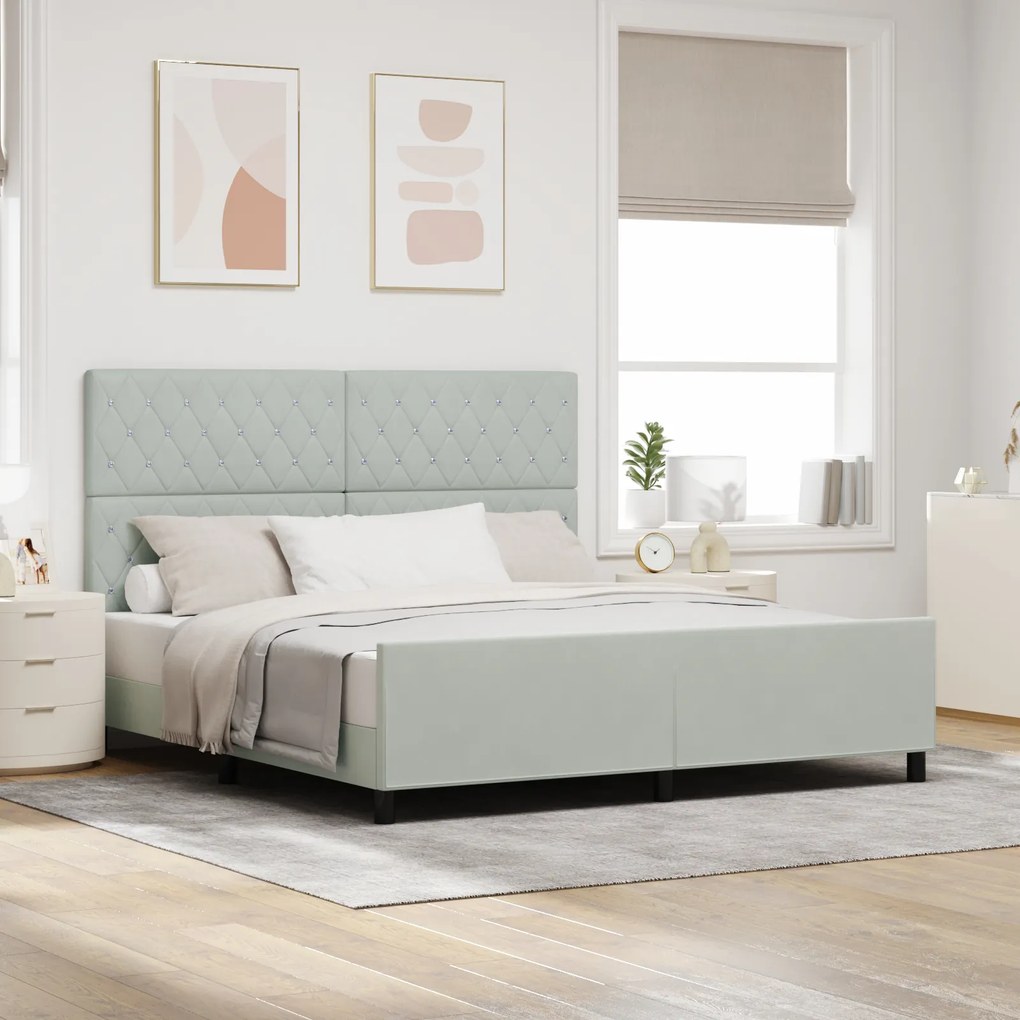 vidaXL Cadru de pat cu headboard Gri deschis 180 x 200 cm Catifea