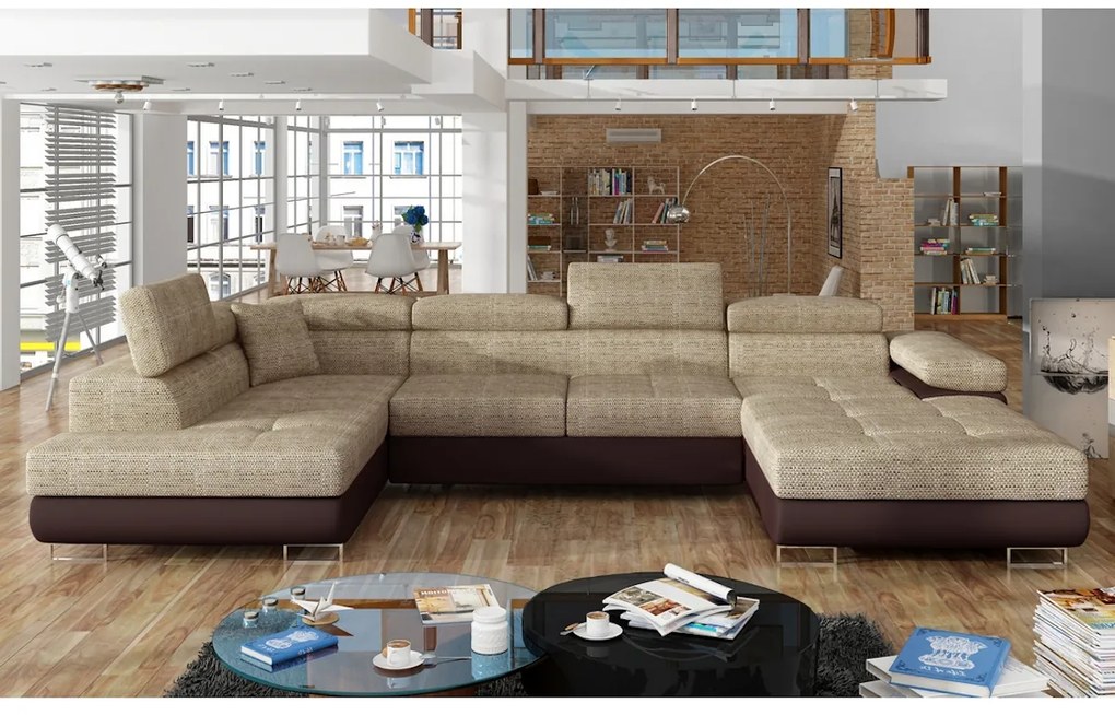 Expedo Canapea extensibilă în formă de U CORGI, 345x90x202, kronos 09/paros 05, colţ stânga