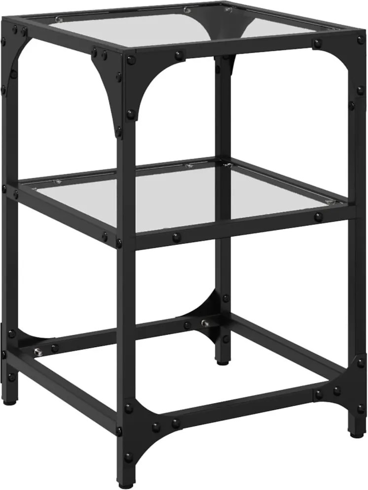 vidaXL Măsuță de cafea, blat din sticlă transparentă, 30x30x45 cm oțel