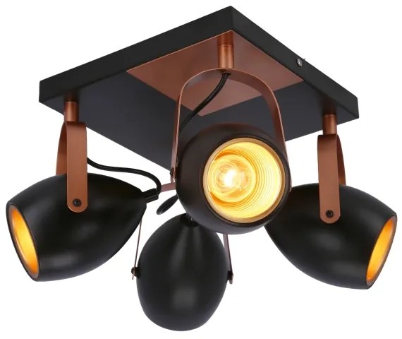 Spot ANICA 4xE14/40W/230V negru/cupru