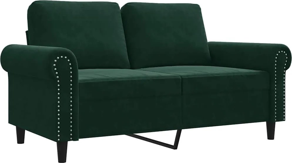 vidaXL Canapea cu 2 locuri, verde închis, 120 cm, catifea