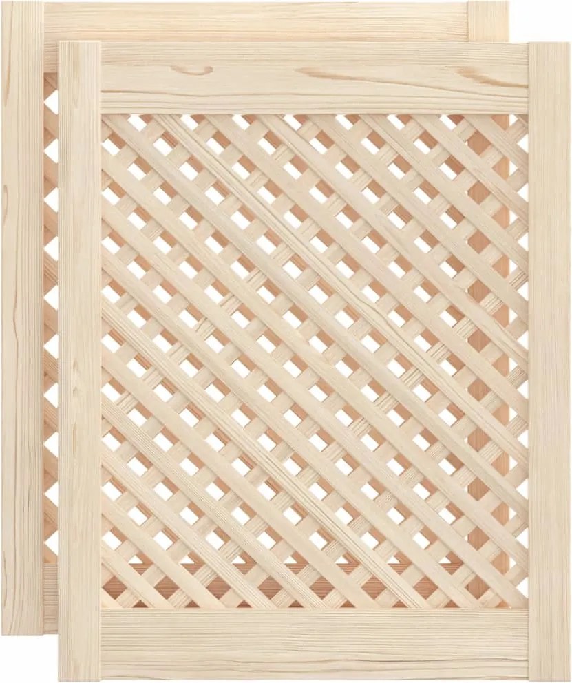 vidaXL Uși de dulap cu zăbrele 2 buc. 49,5x61,5 cm, lemn masiv de pin