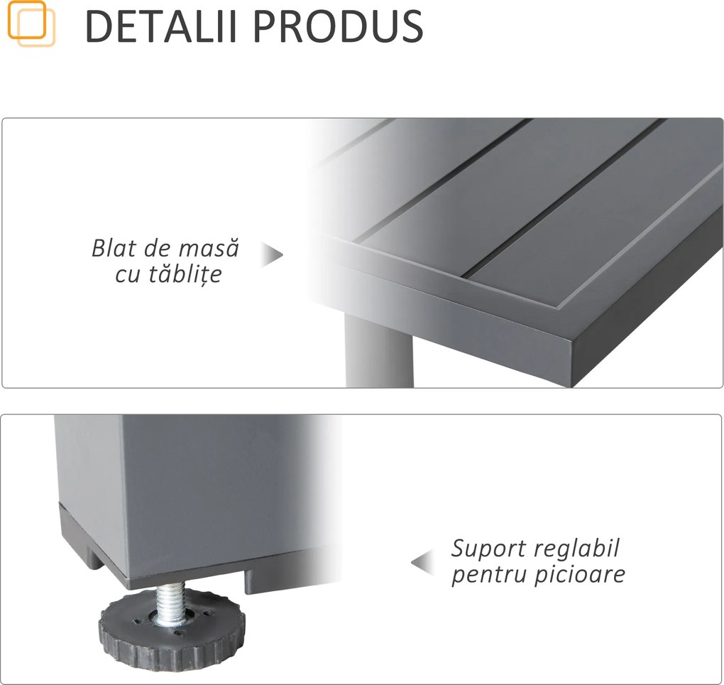 Masa de Gradina Extensibila Outsunny pentru 8-10 Persoane cu Structura din Aluminiu, 135-270x90x75cm, Gri | Aosom Romania