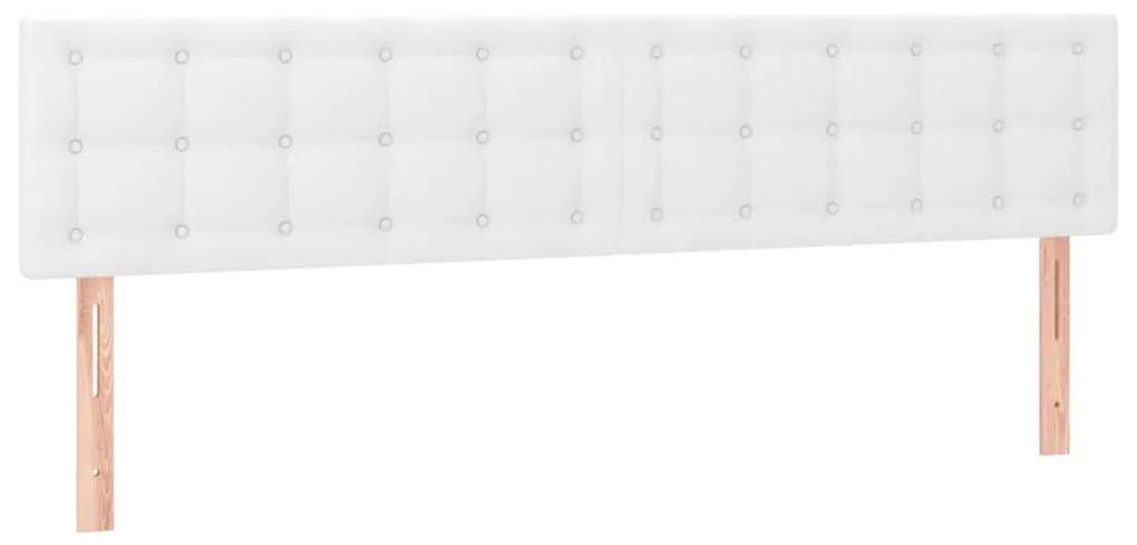 Tablii de pat, 2 buc, alb, 80x5x78 88 cm, piele ecologica 2, Alb, 160 x 5 x 78 88 cm