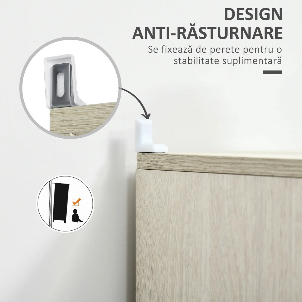 HOMCOM Dulap de Baie cu 2 Dulapuri, Sertar Central și Poliță Reglabilă pentru Depozitare și Organizare, 34x34x150 cm, Lemn Natural | Aosom Romania