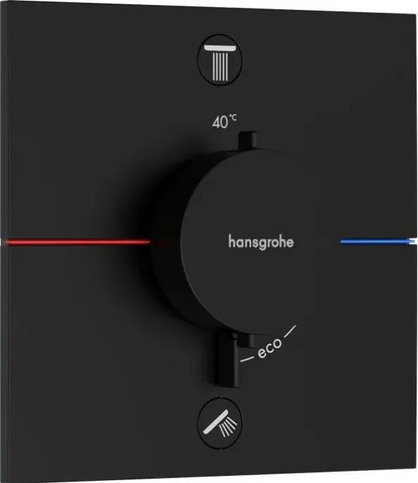 Baterie dus termostatata incastrata negru mat Hansgrohe ShowerSelect Comfort E 2 functii EN1717