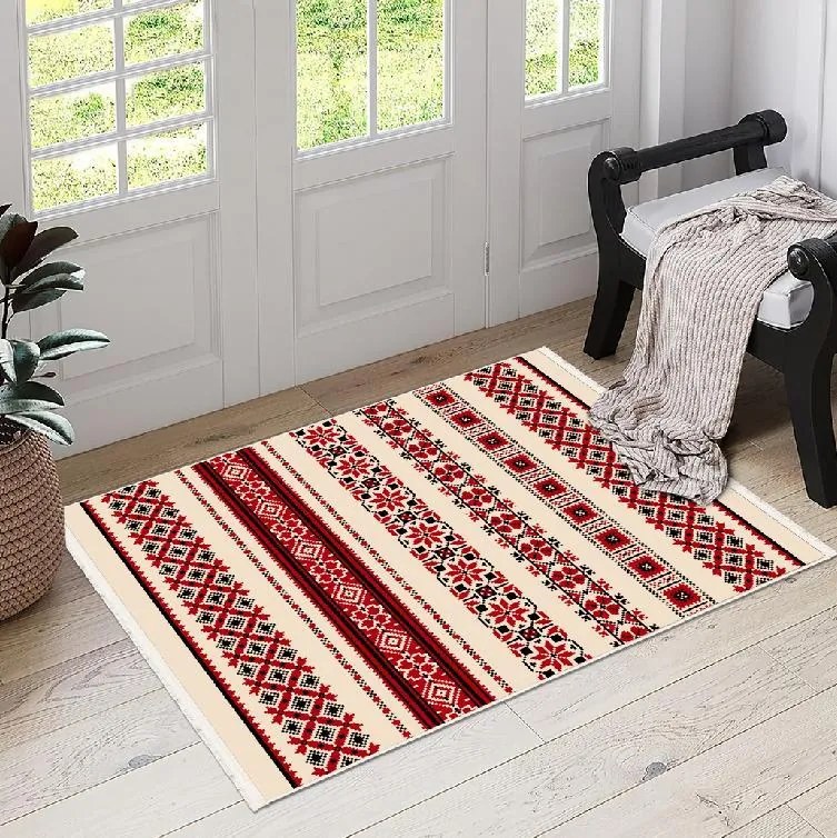 Covor camera antiderapant, 80x200 cm, model Etno Folk