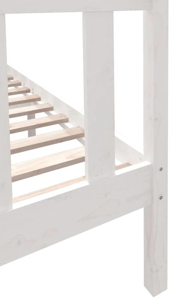 Cadru de pat dublu 4FT6, alb, 135x190 cm, lemn masiv de pin Alb, 135 x 190 cm