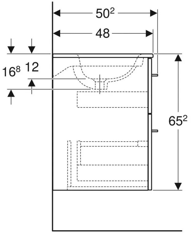 Dulap pentru lavoar 64x59x48 cm, cu lavoar, 2 sertare, nuc hickory Nuc inchis