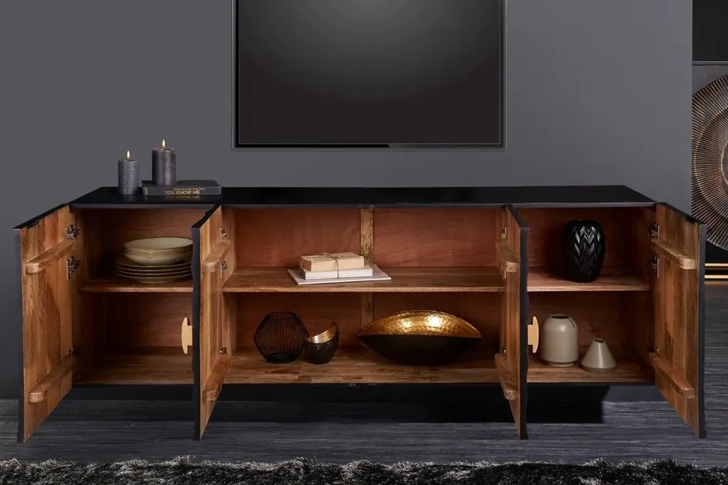 Comoda suspedata design vintage Golden Sunset 180cm negru