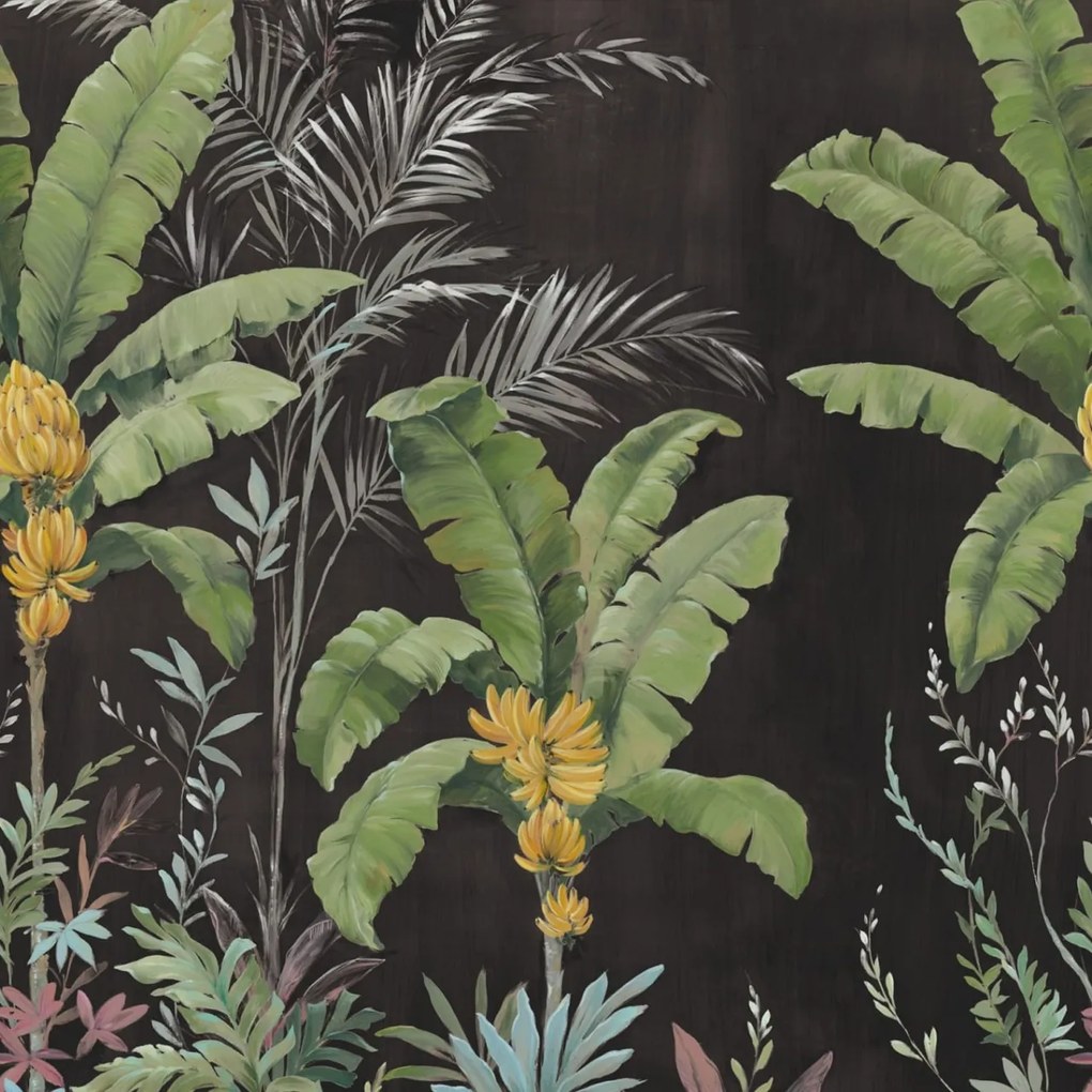 Fototapet, Banana Tree Jungle, Black, Rebel Walls