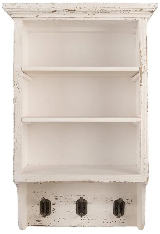 Etajeră de perete shabby chic din lemn alb cu 3 rafturi, 36x17x57cm, Sandra