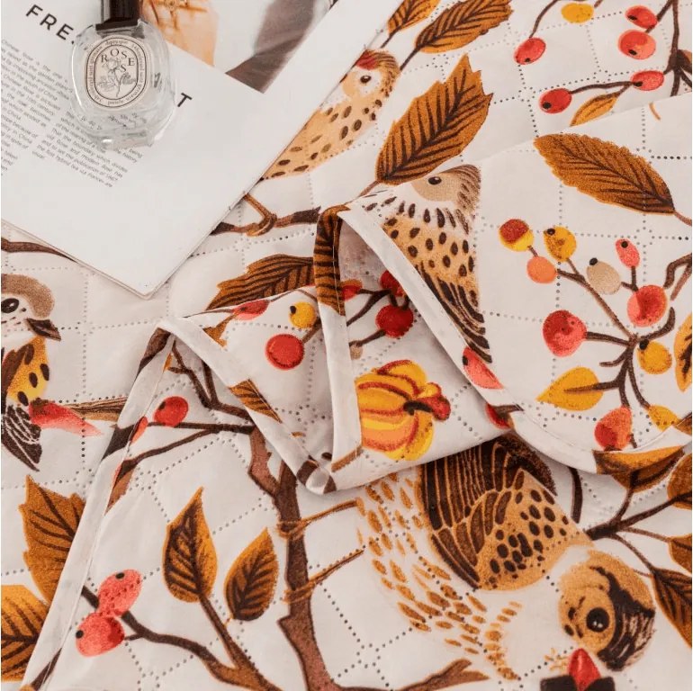Cuvertura de pat BIRDS PUMPKIN, maro Dimensiune: 220 x 240 cm