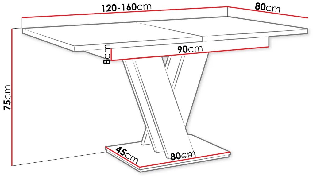 Masă extensibilă Hildaria (Alb + beton). 1053925