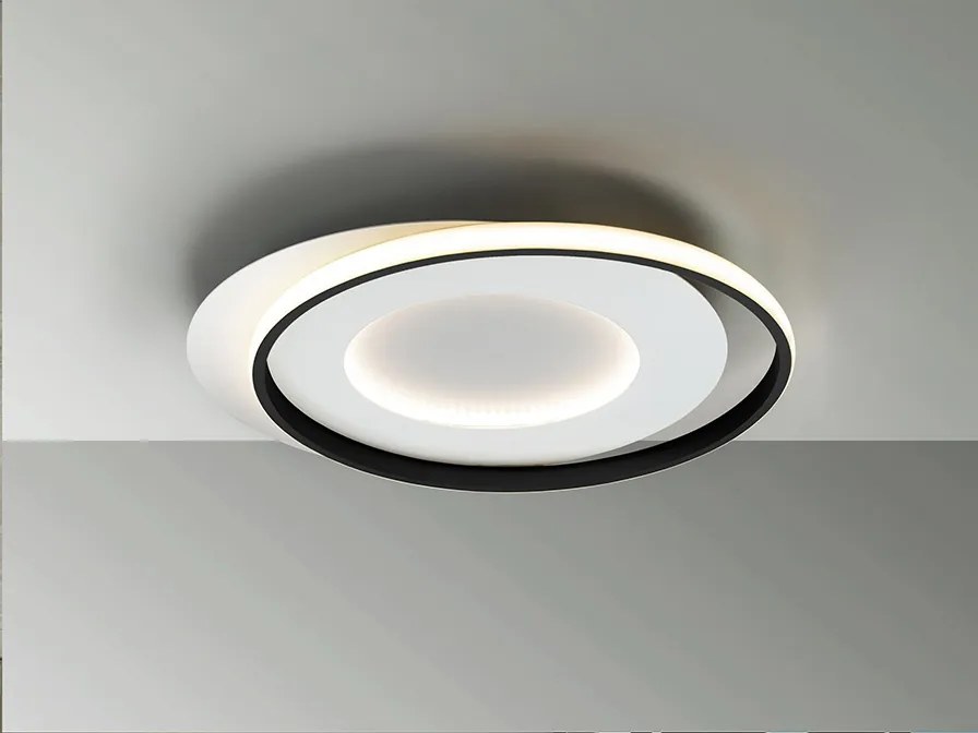 Lustra LED aplicata design modern circular Limbos alb/negru