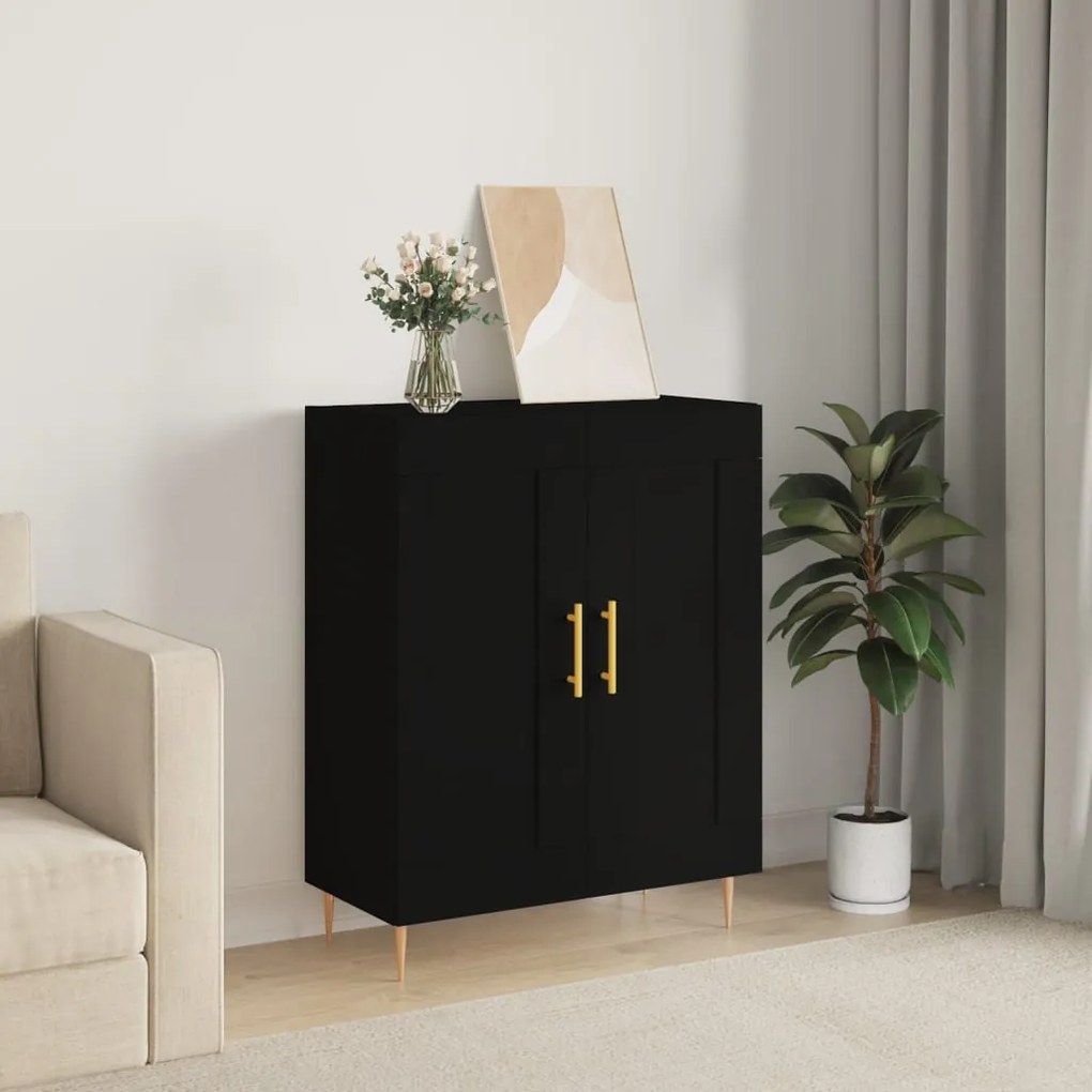 830181 vidaXL Servantă, negru, 69,5x34x90 cm, lemn compozit