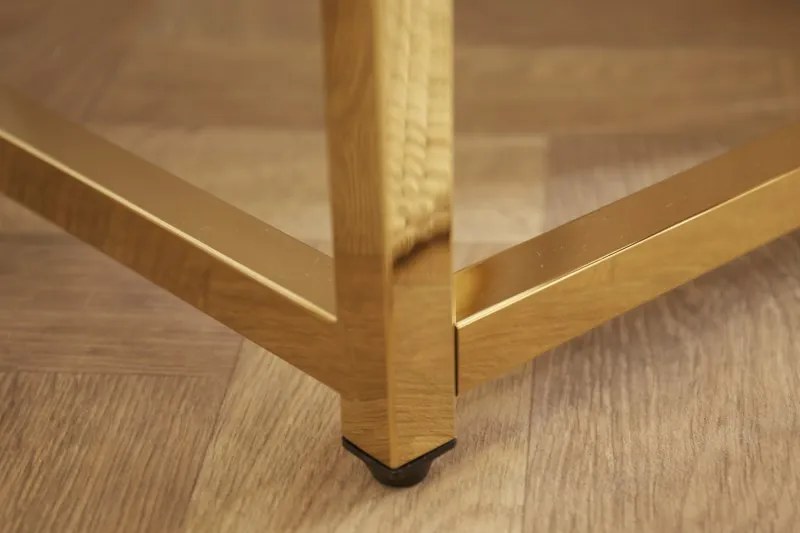 Neînvins Măsuță laterală Elegance set de 2 într-un cadru alb, auriu, cu aspect de marmură