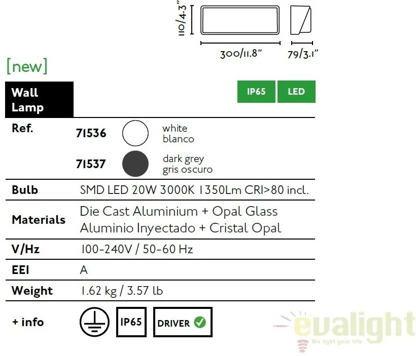 APLICA DE PERETE LED ILUMINAT EXTERIOR MODERNA HALF gri 71537
