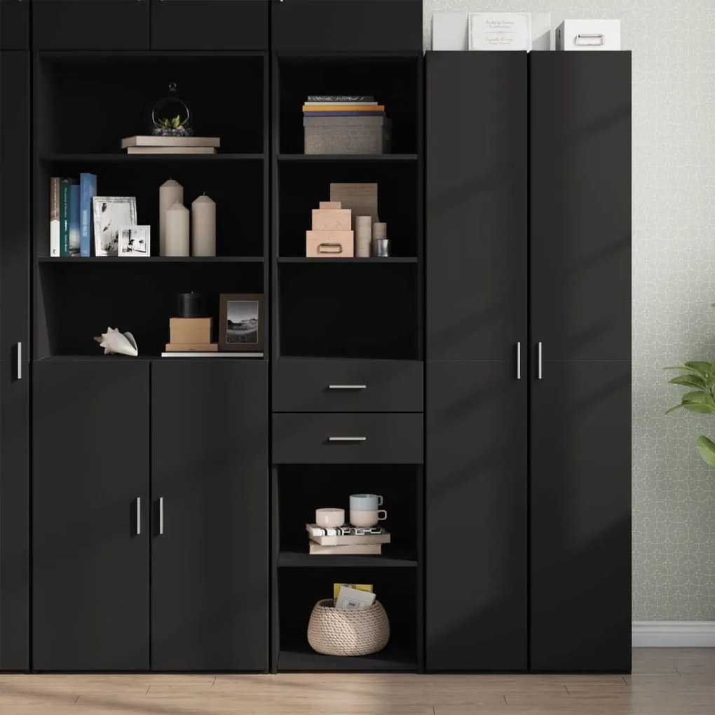 vidaXL Dulap înalt, negru, 45x42,5x185 cm, lemn compozit