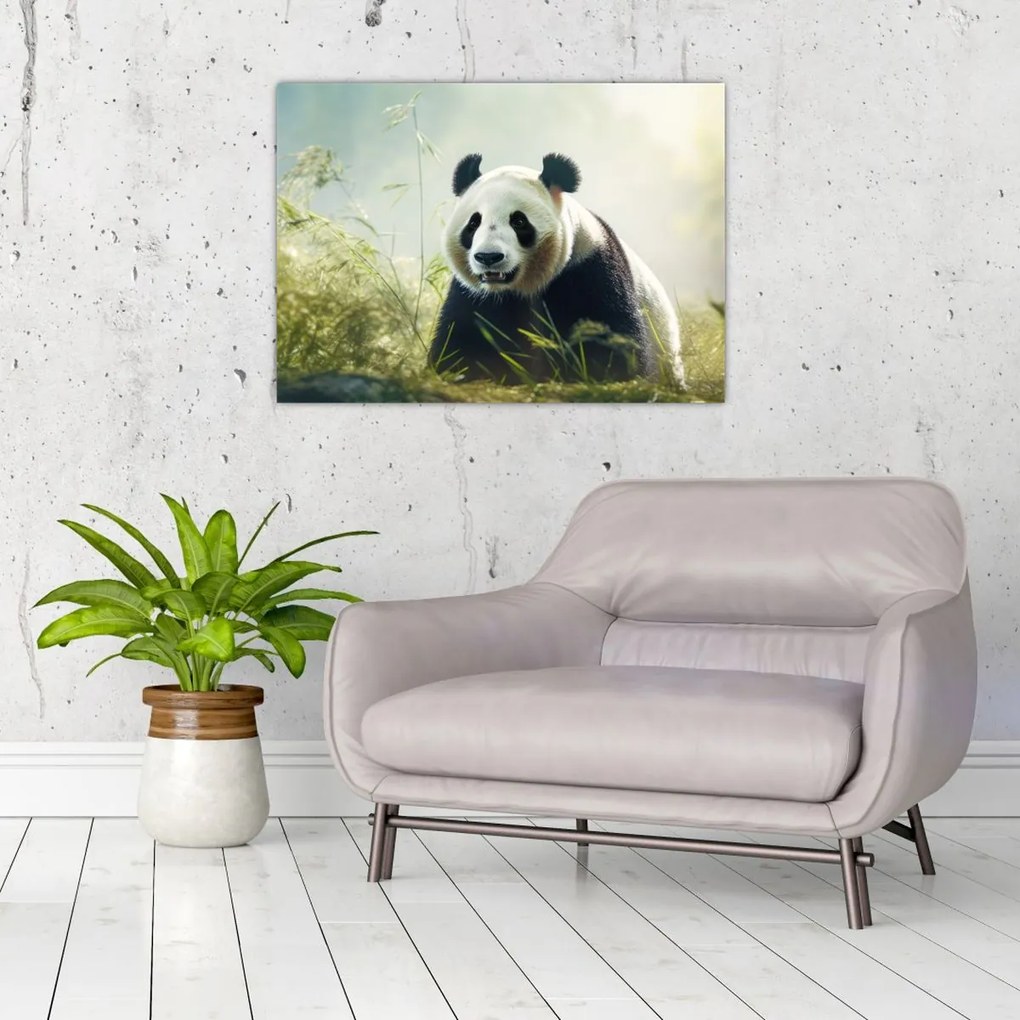 Tablou pe sticlă - Panda (70x50 cm)