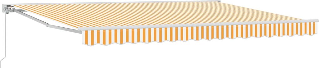 vidaXL Copertină retractabilă manuală Galben și alb 4 × 3,5 m