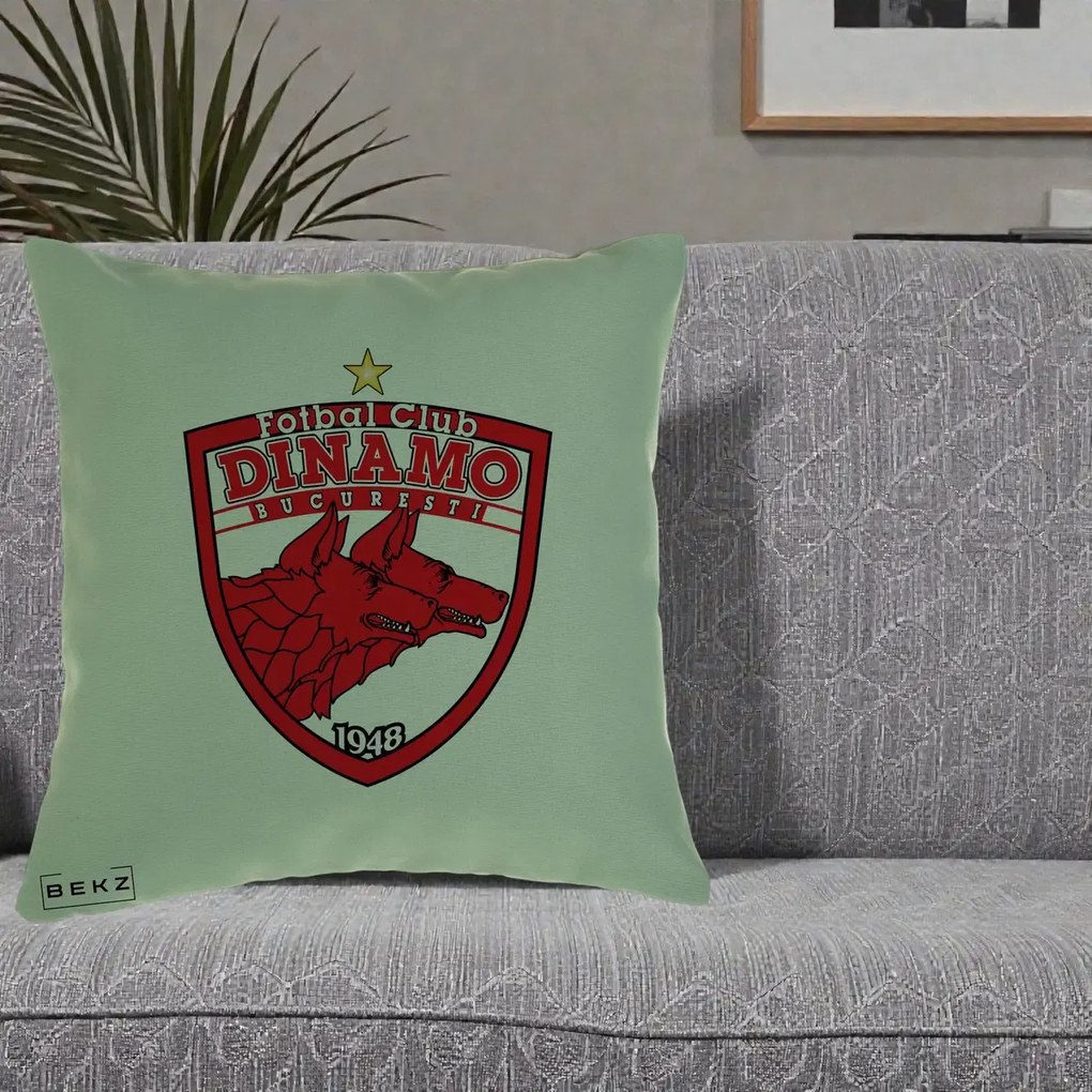 Perna Personalizata FC Dinamo Bucuresti 1948 Fotbal, 40x40 cm, Verde, Husa Detasabila, Perna Inclusa, BEKZ®