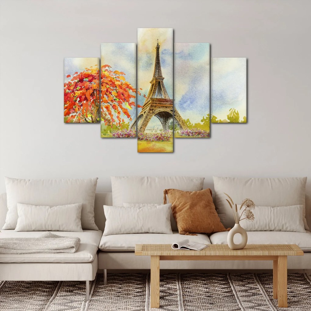 Tablou pictat cu turnul Eiffel (150x105 cm)