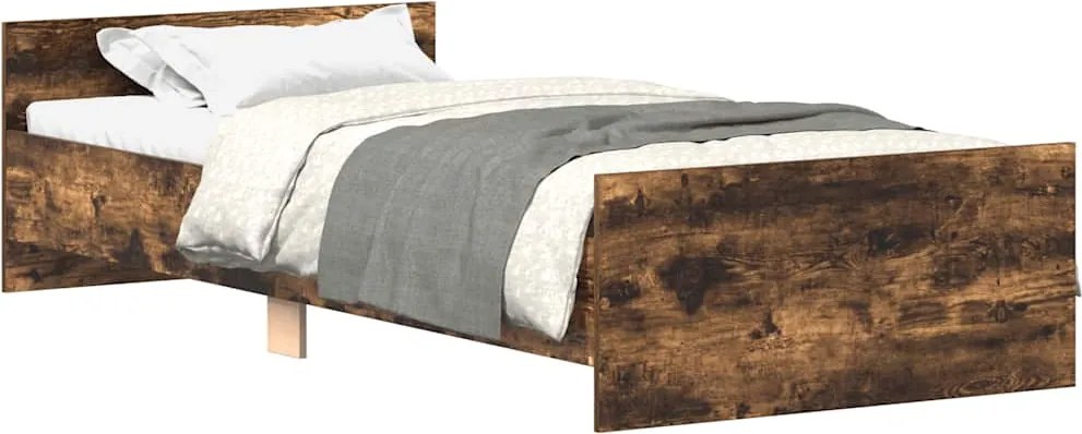 vidaXL Cadru pat fără saltea stejar fumuriu 100x200 cm lemn prelucrat
