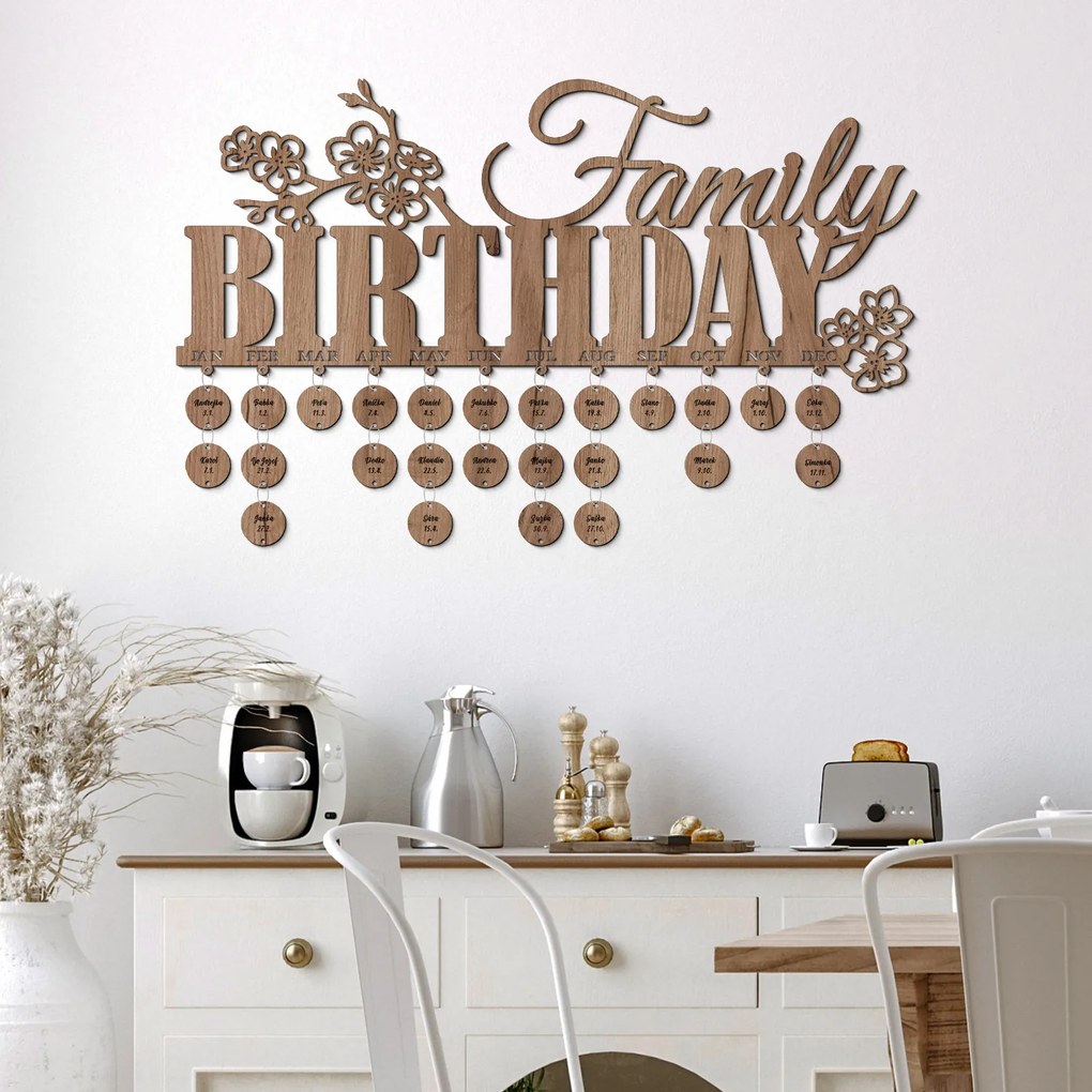 DUBLEZ | Calendar de familie pe perete - Zile de naștere ale familiei