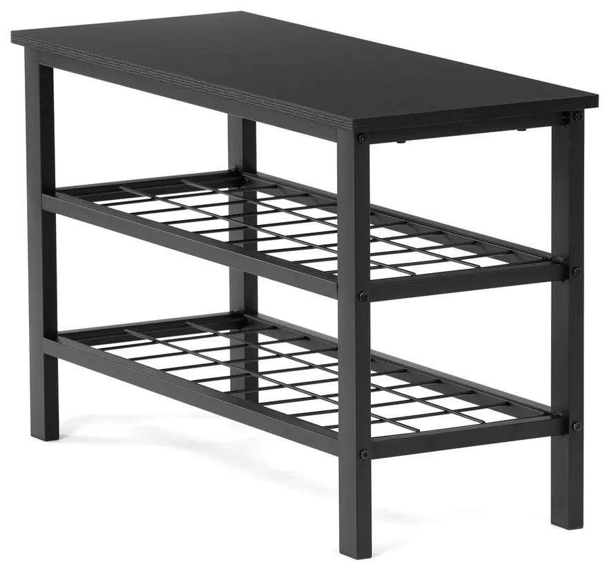 Raft pentru pantofi cu 2 rafturi, negru