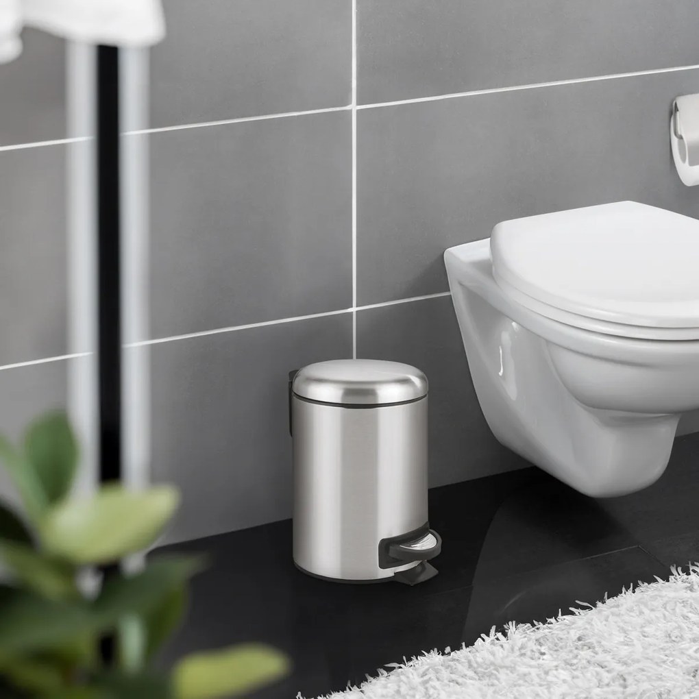 Wenko Coș de gunoi cu pedală Leman 3 l, inox, 3 l